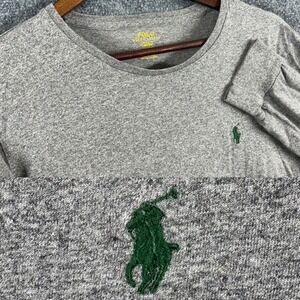 Polo Ralph Lauren Long Sleeve T-Shirt Gray Green Pony Logo Mens Medium